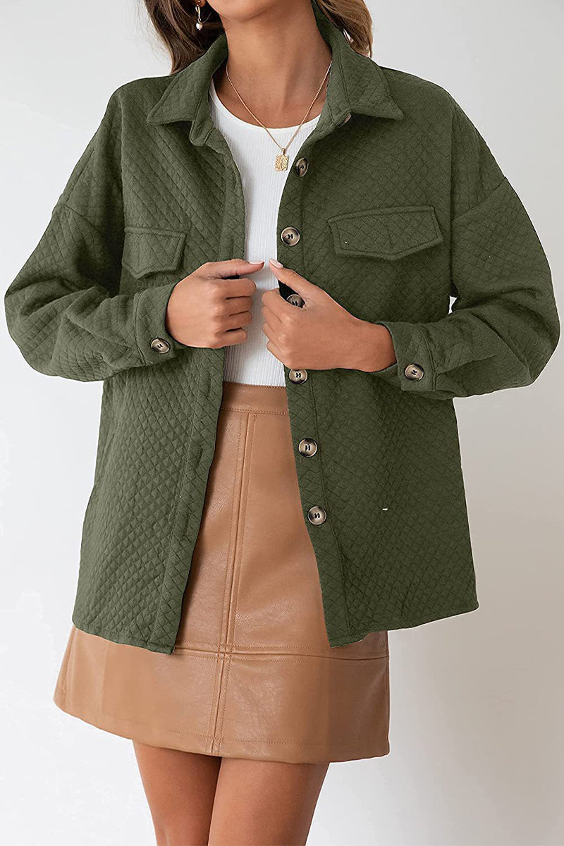 Casual Solid Buttons Turndown Collar Outerwear(6 Colors)