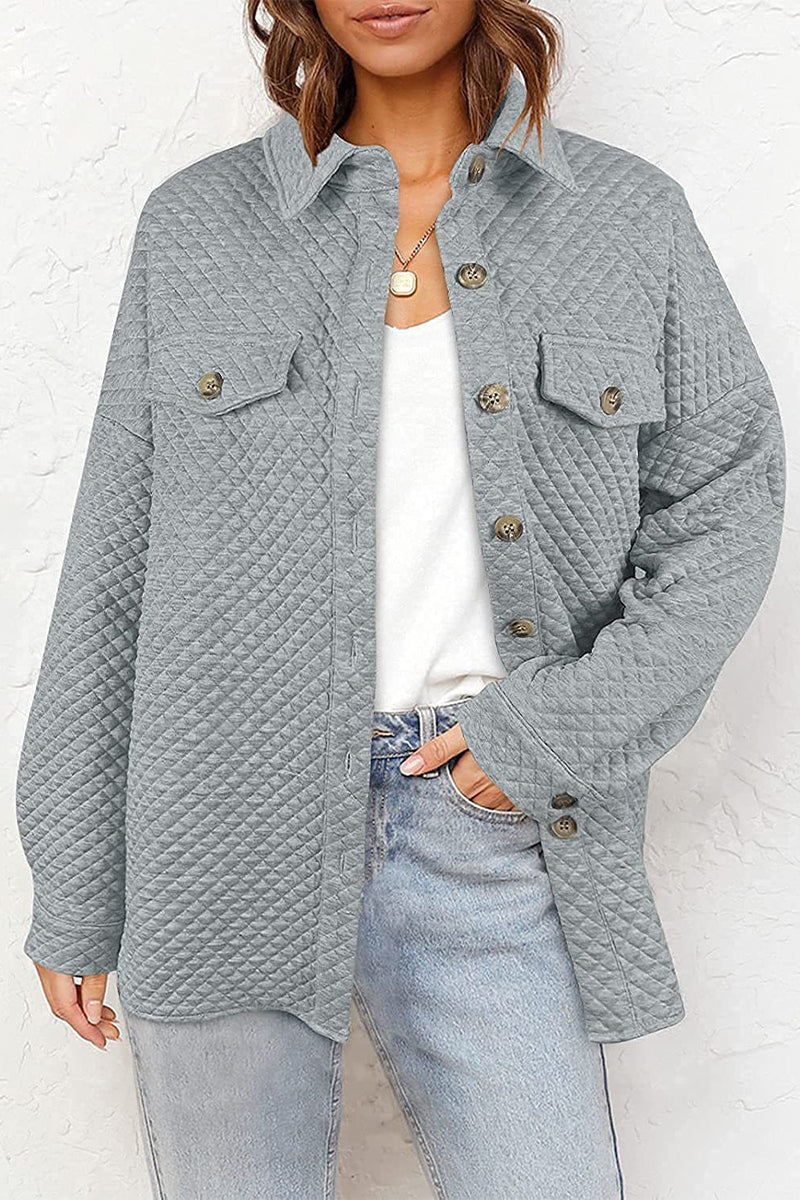 Casual Solid Buttons Turndown Collar Outerwear(6 Colors)