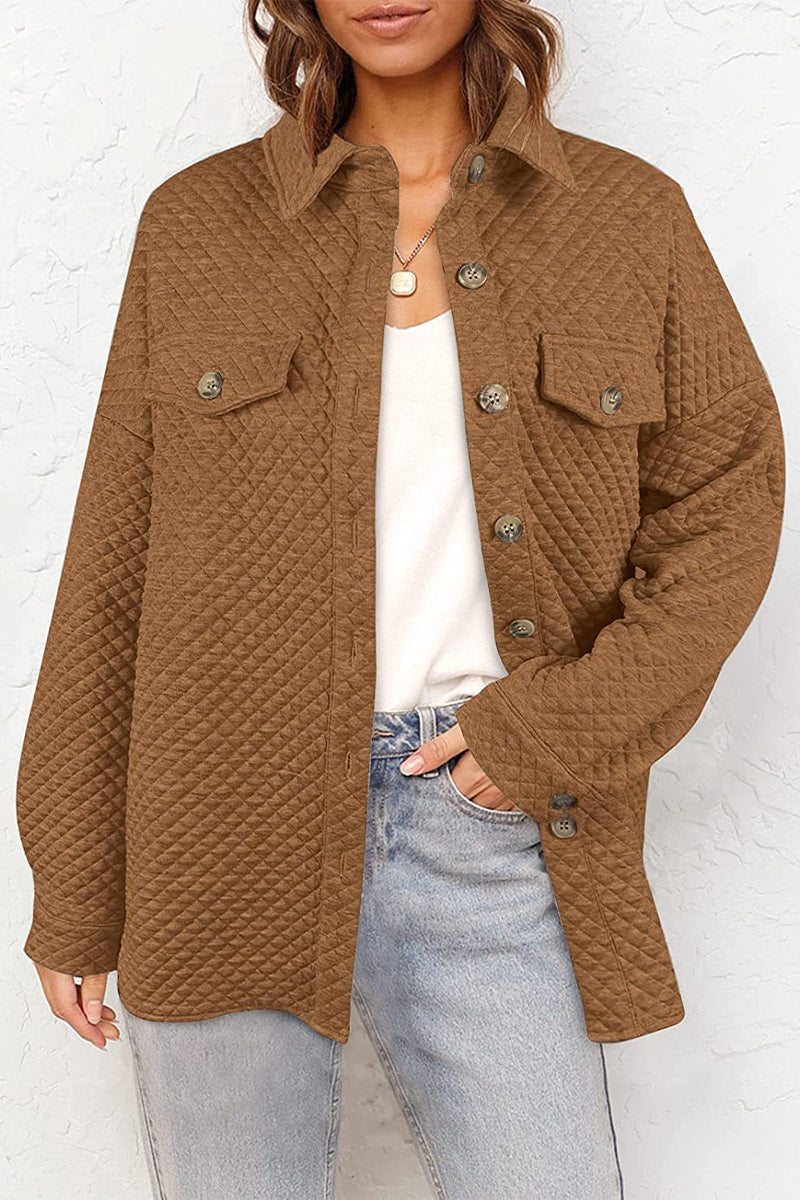 Casual Solid Buttons Turndown Collar Outerwear(6 Colors)