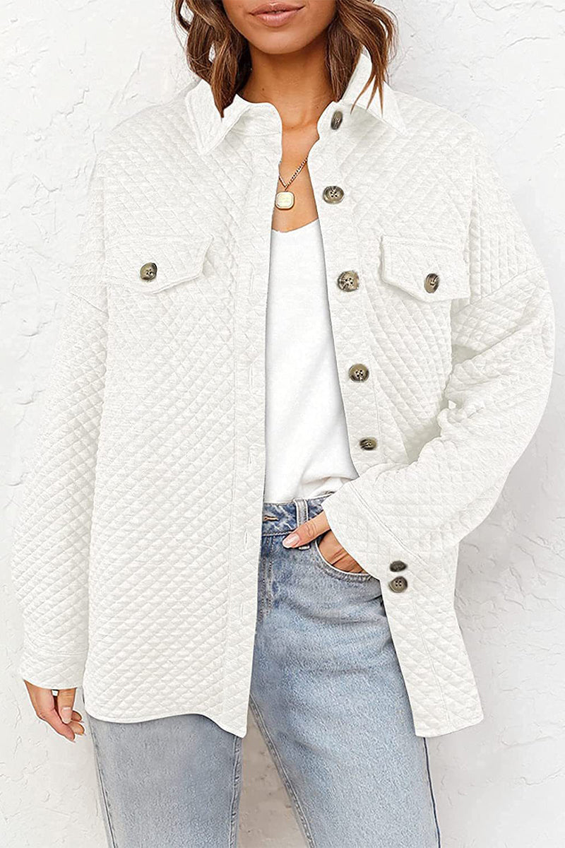 Casual Solid Buttons Turndown Collar Outerwear(6 Colors)