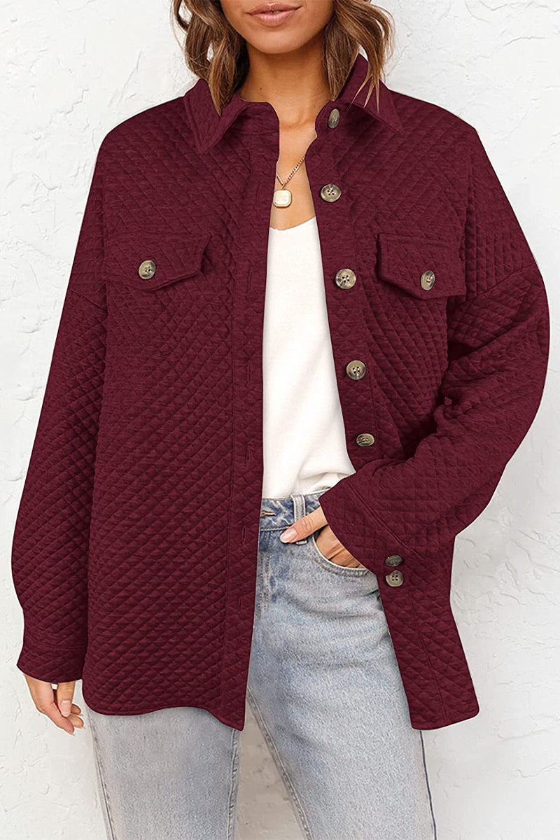 Casual Solid Buttons Turndown Collar Outerwear(6 Colors)
