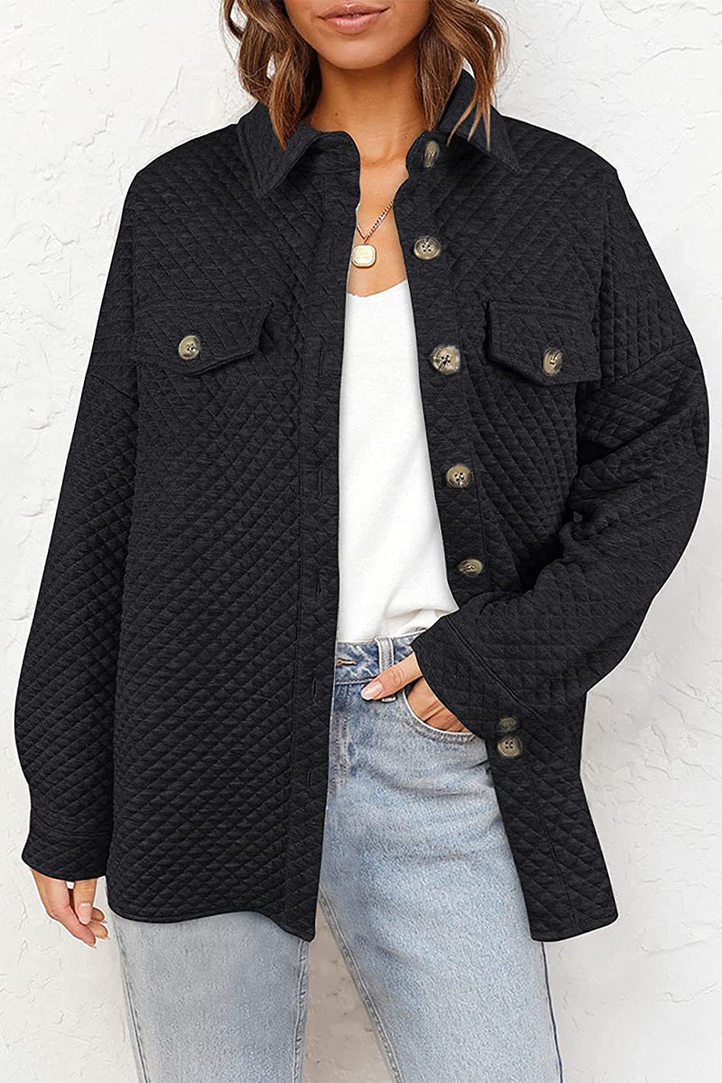 Casual Solid Buttons Turndown Collar Outerwear(6 Colors)