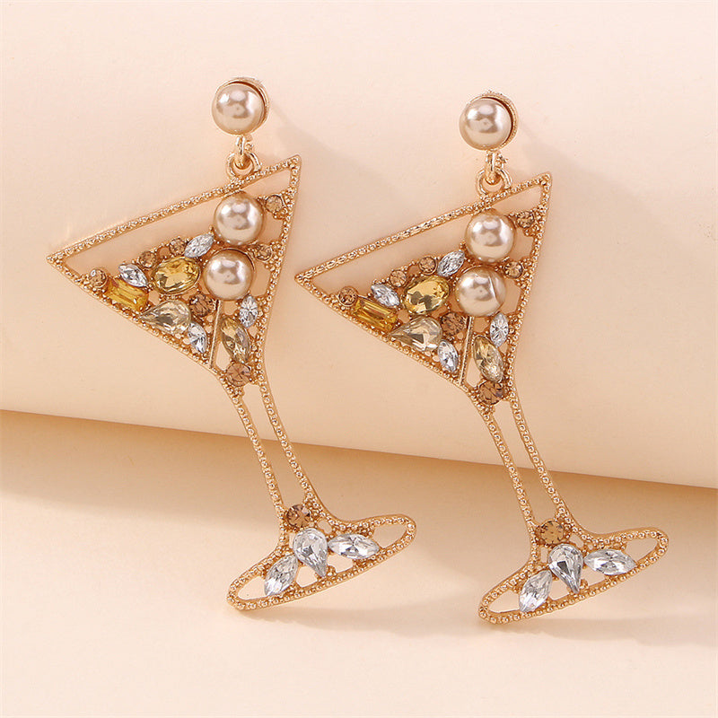 Fashion Patchwork Pearl Rhinestone Earrings