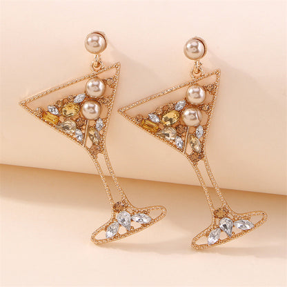 Fashion Patchwork Pearl Rhinestone Earrings