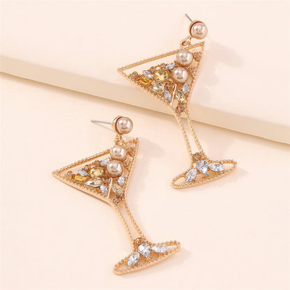 Fashion Patchwork Pearl Rhinestone Earrings