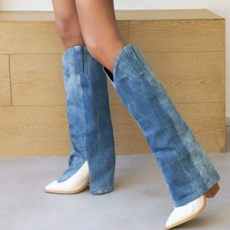 Casual Patchwork Pointed Out Door Shoes (Heel Height 3.74in)
