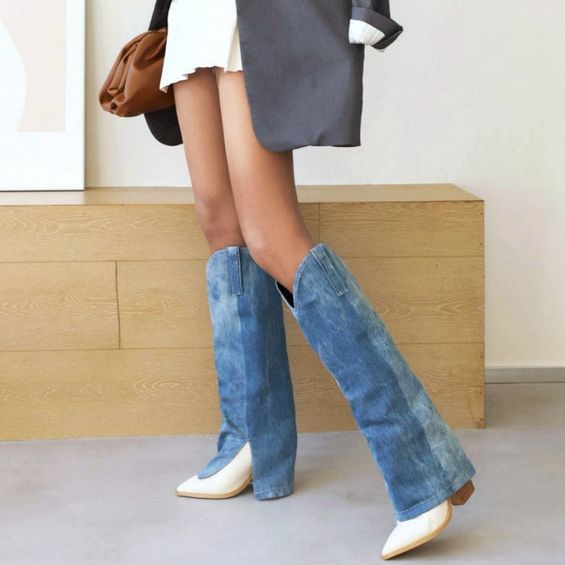 Casual Patchwork Pointed Out Door Shoes (Heel Height 3.74in)
