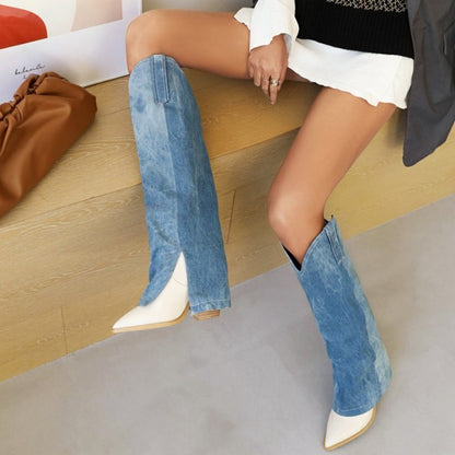 Casual Patchwork Pointed Out Door Shoes (Heel Height 3.74in)
