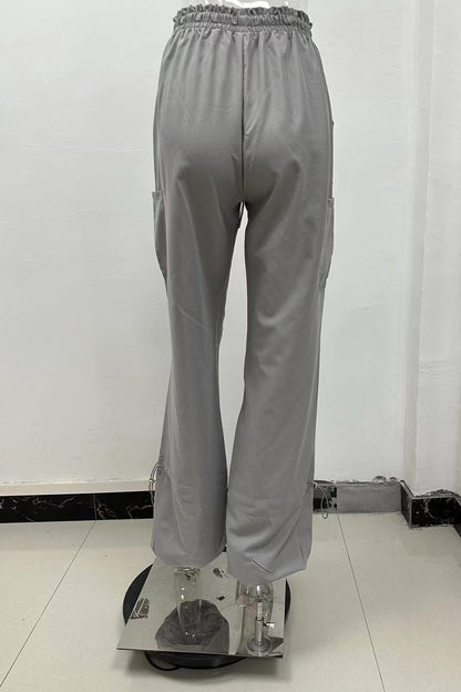 Street Solid Pocket Loose Straight Solid Color Bottoms(6 Colors)