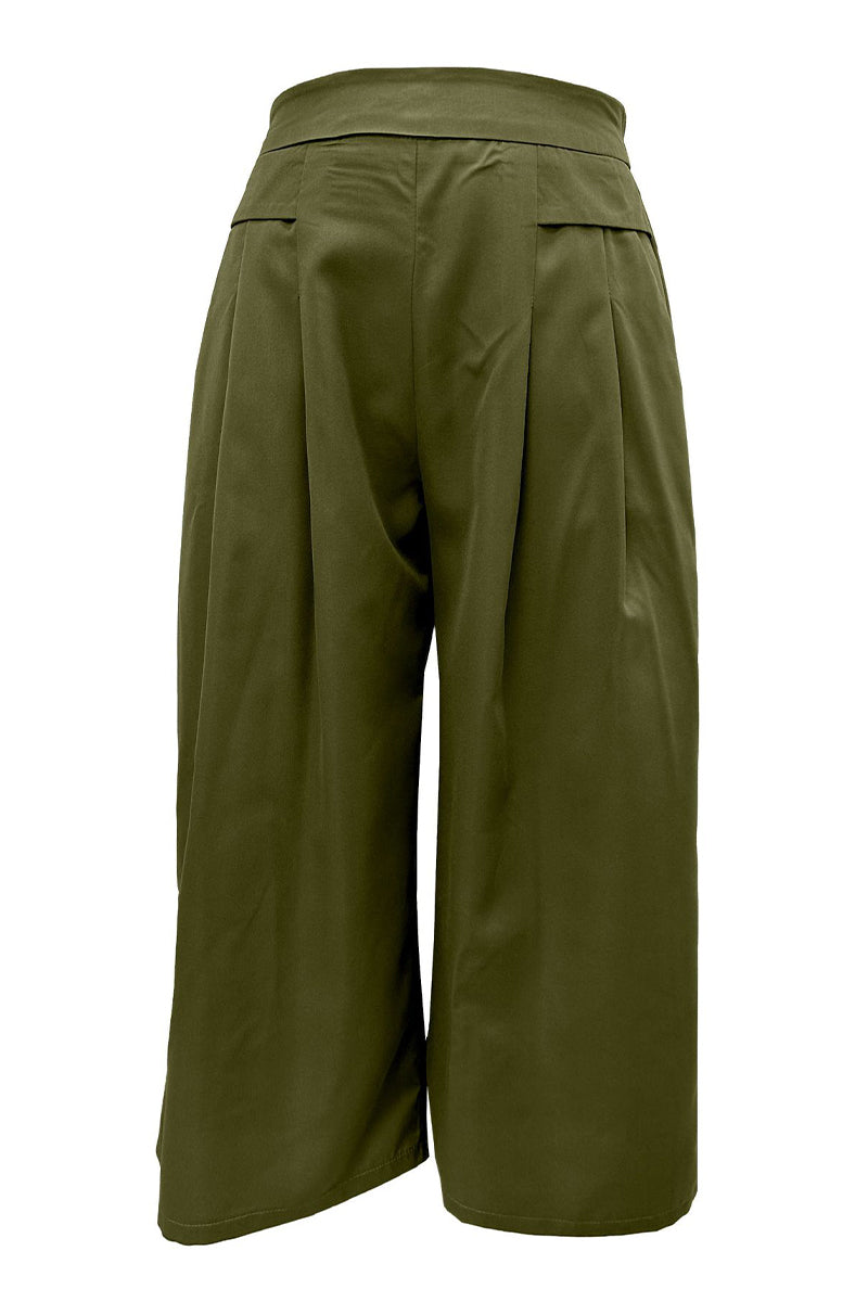 Casual Simplicity Solid Pocket Loose High Waist Wide Leg Solid Color Bottoms(6 Colors)