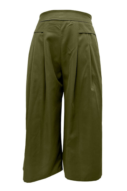 Casual Simplicity Solid Pocket Loose High Waist Wide Leg Solid Color Bottoms(6 Colors)