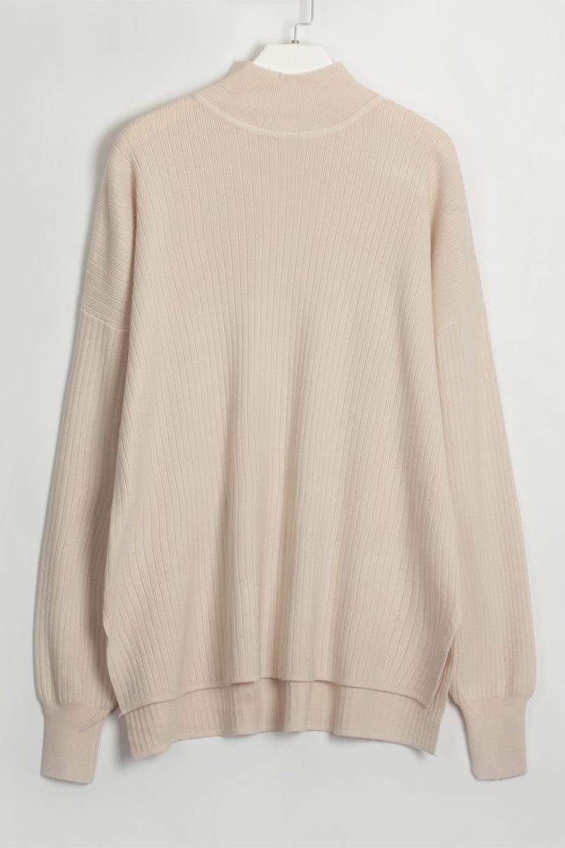 Casual Simplicity Solid Turtleneck Long Sleeve Two Pieces(5 Colors)