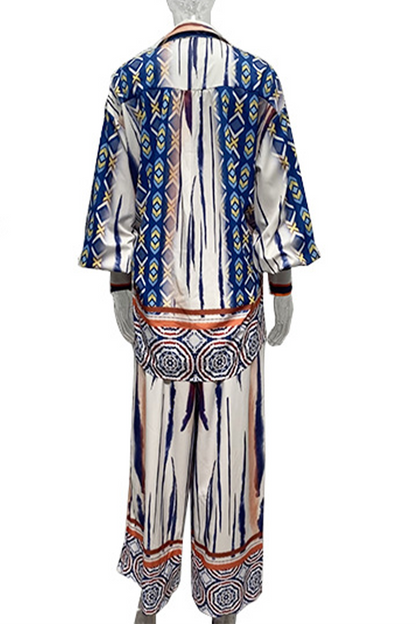 Casual Geometric Printing V Neck Two Pieces