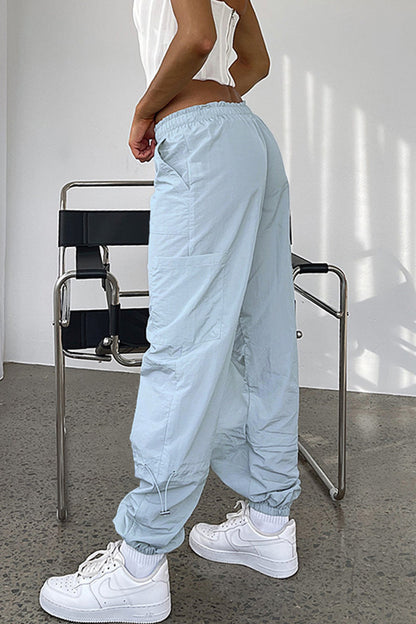 Street Solid Pocket Loose Straight Solid Color Bottoms(6 Colors)