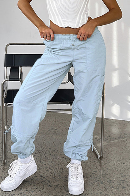 Street Solid Pocket Loose Straight Solid Color Bottoms(6 Colors)