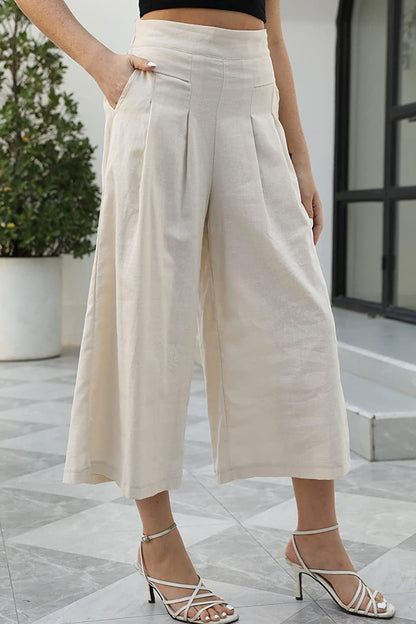 Casual Simplicity Solid Pocket Loose High Waist Wide Leg Solid Color Bottoms(6 Colors)