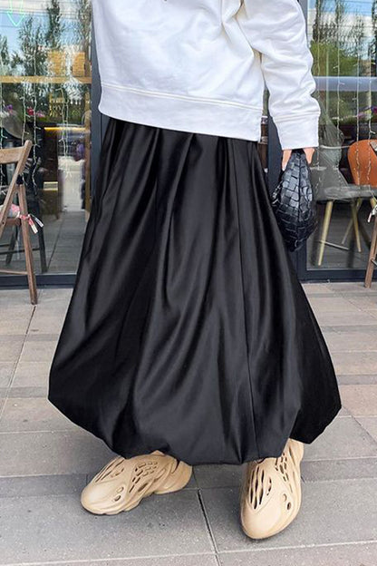 Elegant Solid Patchwork High Waist Type A Solid Color Bottoms(3 Colors)