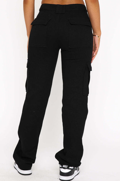 Casual Solid Pocket Skinny Mid Waist Solid Color Bottoms