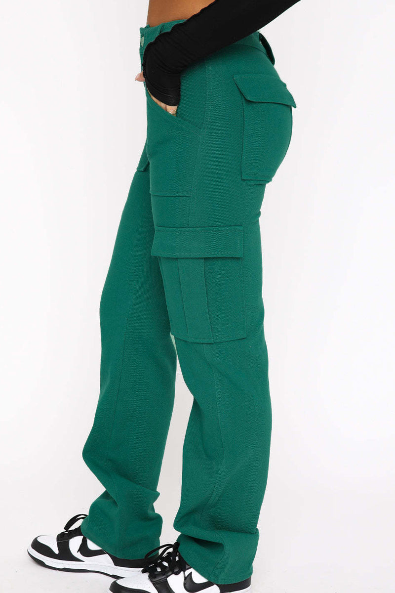 Casual Solid Pocket Skinny Mid Waist Solid Color Bottoms