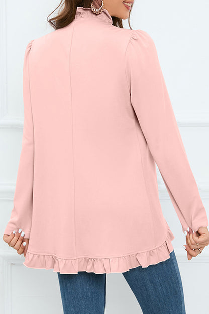 Elegant Solid Buckle Flounce Lotus Leaf Collar Outerwear(5 Colors)