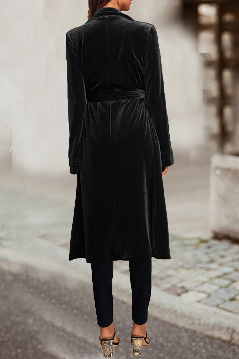 British Style Elegant Solid Pocket Turn-back Collar Outerwear(5 Colors)
