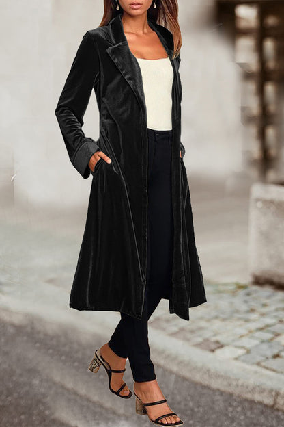 British Style Elegant Solid Pocket Turn-back Collar Outerwear(5 Colors)
