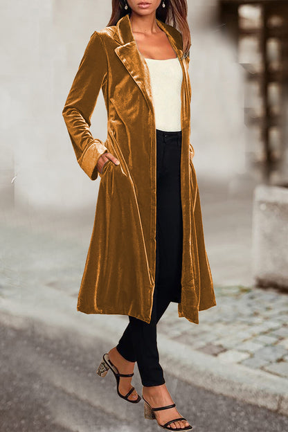 British Style Elegant Solid Pocket Turn-back Collar Outerwear(5 Colors)