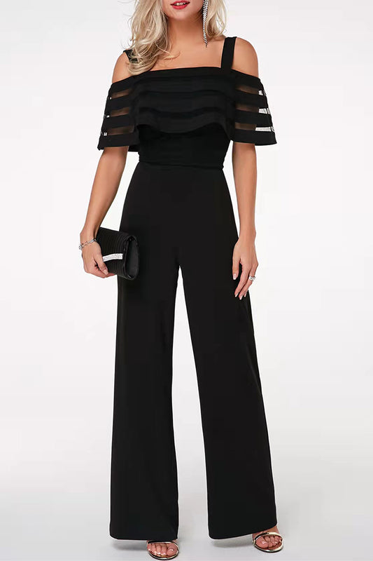 Elegant Solid Patchwork Off the Shoulder Regular Jumpsuits
