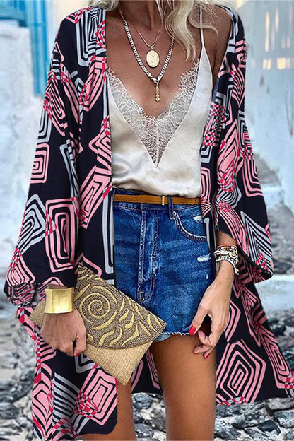 College Print Patchwork Cardigan Collar Outerwear(16 Colors)