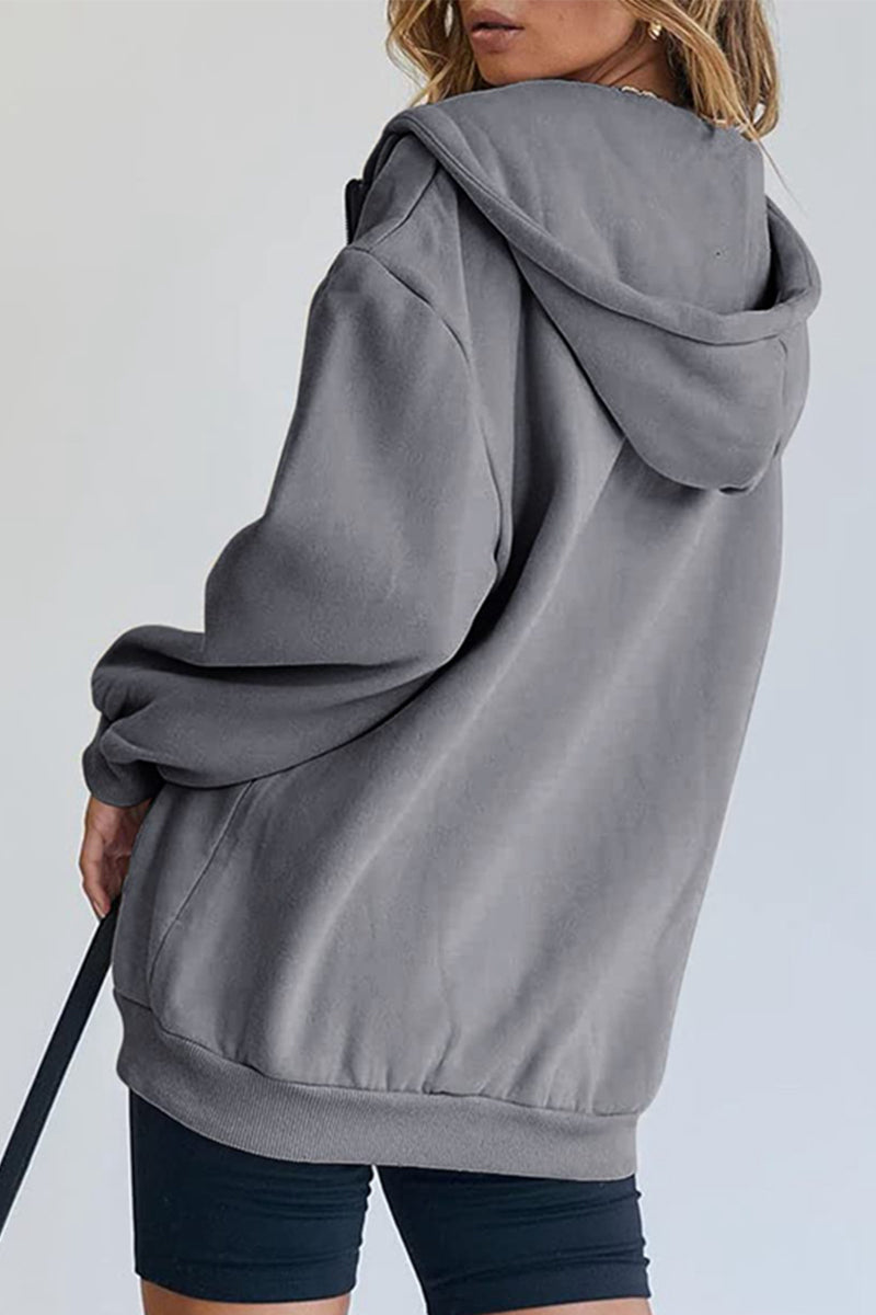 Casual Sportswear Solid Pocket Hooded Collar Outerwear(13 Colors)